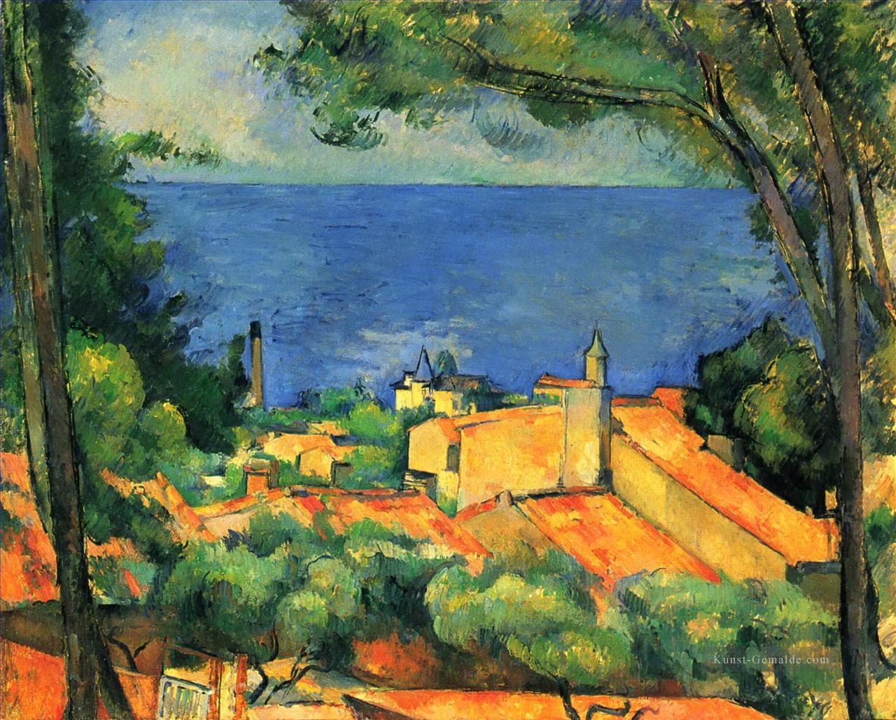 Estaque mit roten Dächern Paul Cezanne Strand Ölgemälde